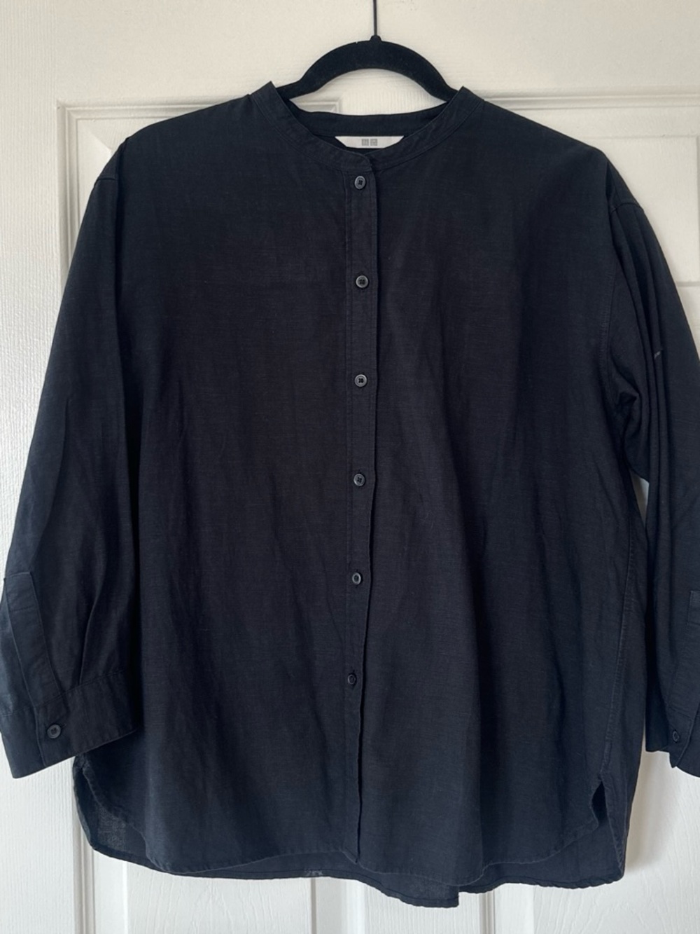 Uniqlo Men’s Black Collarless Lightweight Shirt Jacket